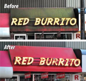 Red Burrito before and after awning cleaning